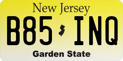 NJ license plate B85INQ