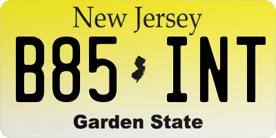 NJ license plate B85INT