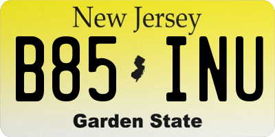 NJ license plate B85INU