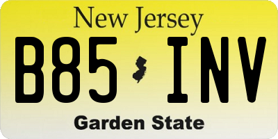 NJ license plate B85INV