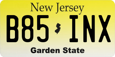 NJ license plate B85INX