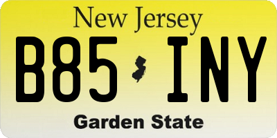 NJ license plate B85INY