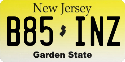 NJ license plate B85INZ
