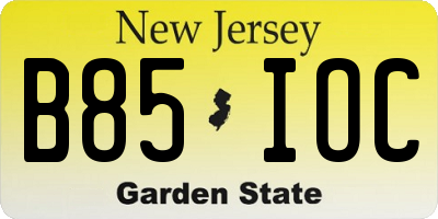 NJ license plate B85IOC