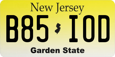 NJ license plate B85IOD