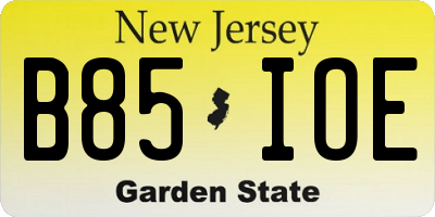 NJ license plate B85IOE