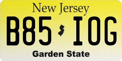 NJ license plate B85IOG
