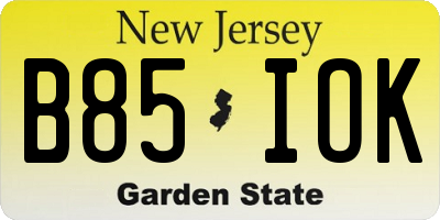 NJ license plate B85IOK