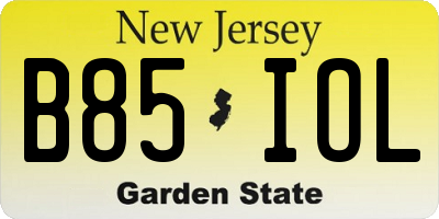 NJ license plate B85IOL