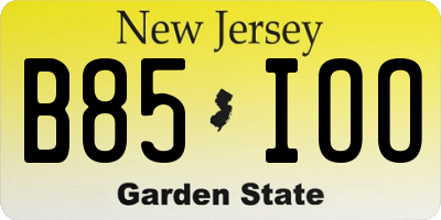 NJ license plate B85IOO