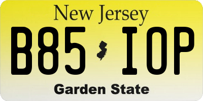 NJ license plate B85IOP