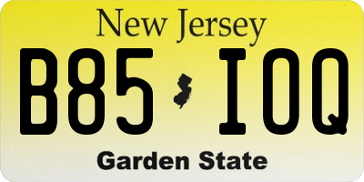 NJ license plate B85IOQ