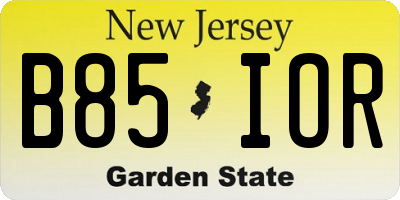NJ license plate B85IOR