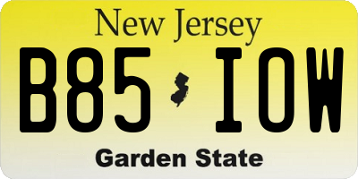 NJ license plate B85IOW