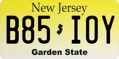 NJ license plate B85IOY