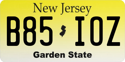 NJ license plate B85IOZ