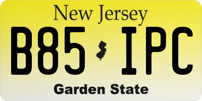 NJ license plate B85IPC