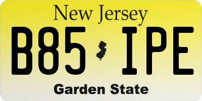 NJ license plate B85IPE