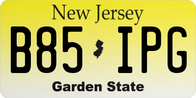 NJ license plate B85IPG