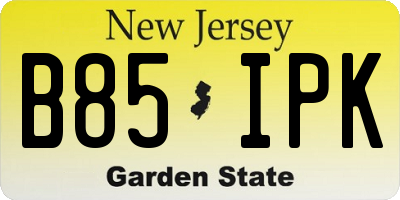 NJ license plate B85IPK