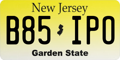 NJ license plate B85IPO