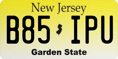 NJ license plate B85IPU