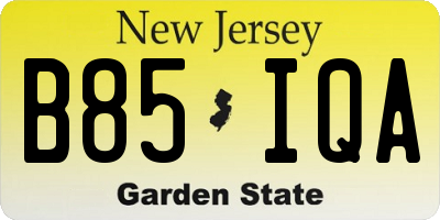 NJ license plate B85IQA