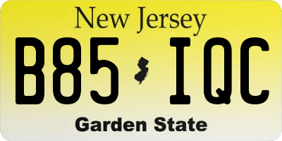 NJ license plate B85IQC