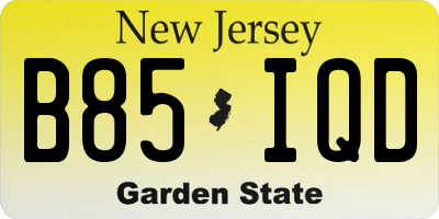 NJ license plate B85IQD