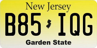 NJ license plate B85IQG
