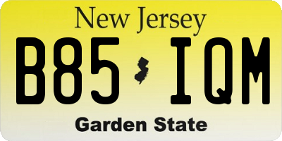 NJ license plate B85IQM