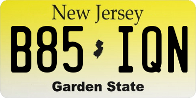 NJ license plate B85IQN