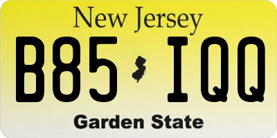 NJ license plate B85IQQ