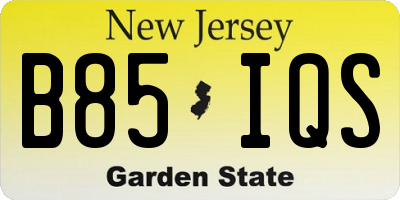 NJ license plate B85IQS