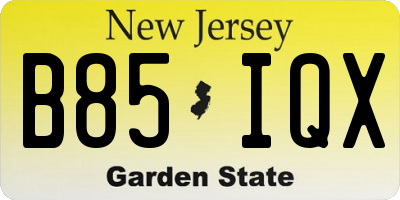 NJ license plate B85IQX