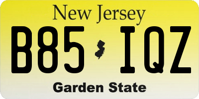 NJ license plate B85IQZ