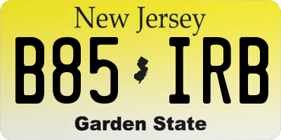NJ license plate B85IRB