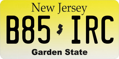 NJ license plate B85IRC