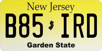 NJ license plate B85IRD