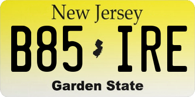 NJ license plate B85IRE