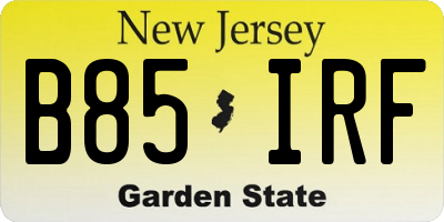 NJ license plate B85IRF