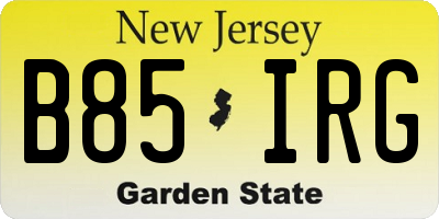 NJ license plate B85IRG