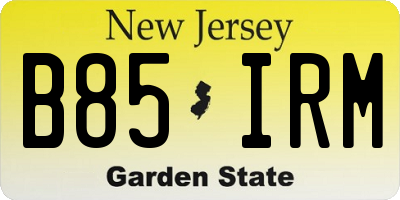 NJ license plate B85IRM
