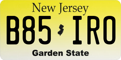 NJ license plate B85IRO