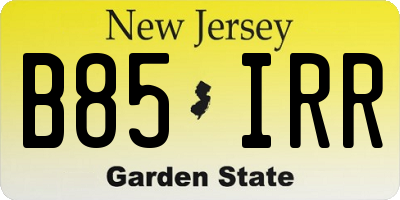 NJ license plate B85IRR