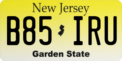 NJ license plate B85IRU