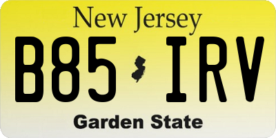 NJ license plate B85IRV