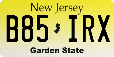 NJ license plate B85IRX