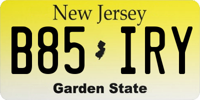 NJ license plate B85IRY