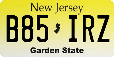 NJ license plate B85IRZ
